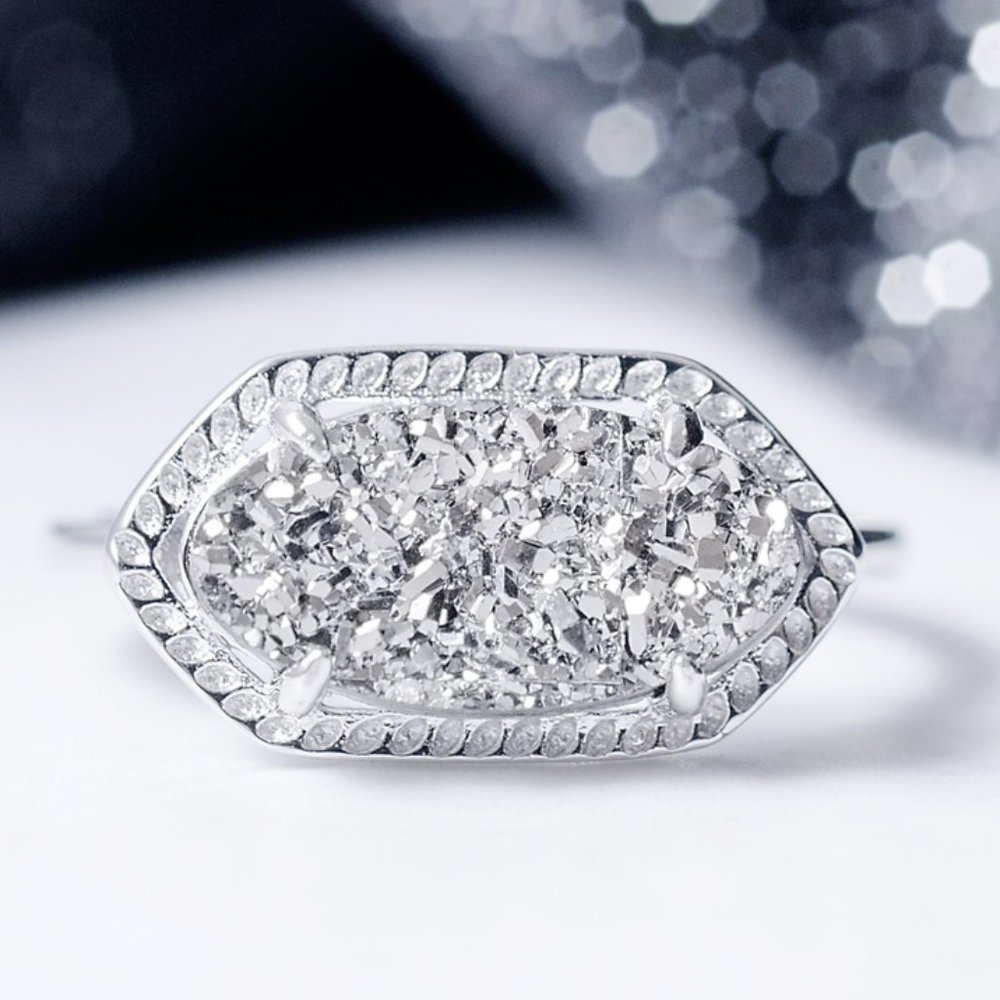 Druzy Stone ring, made with 925 Sterling Silver, Charmed Aroma